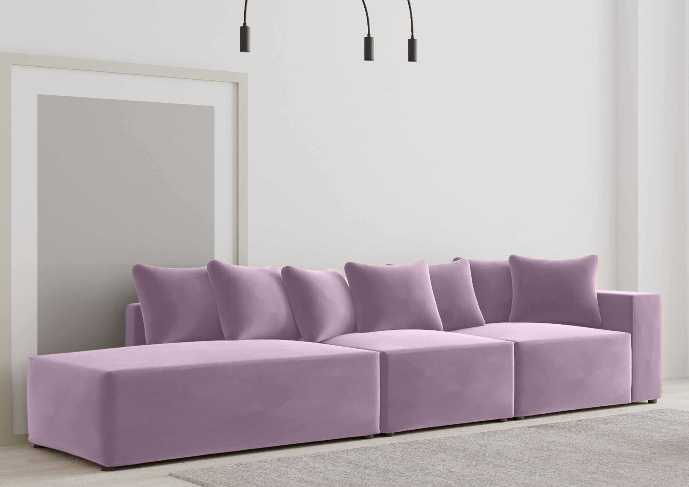 Loftowa sofa w kolorze różowym